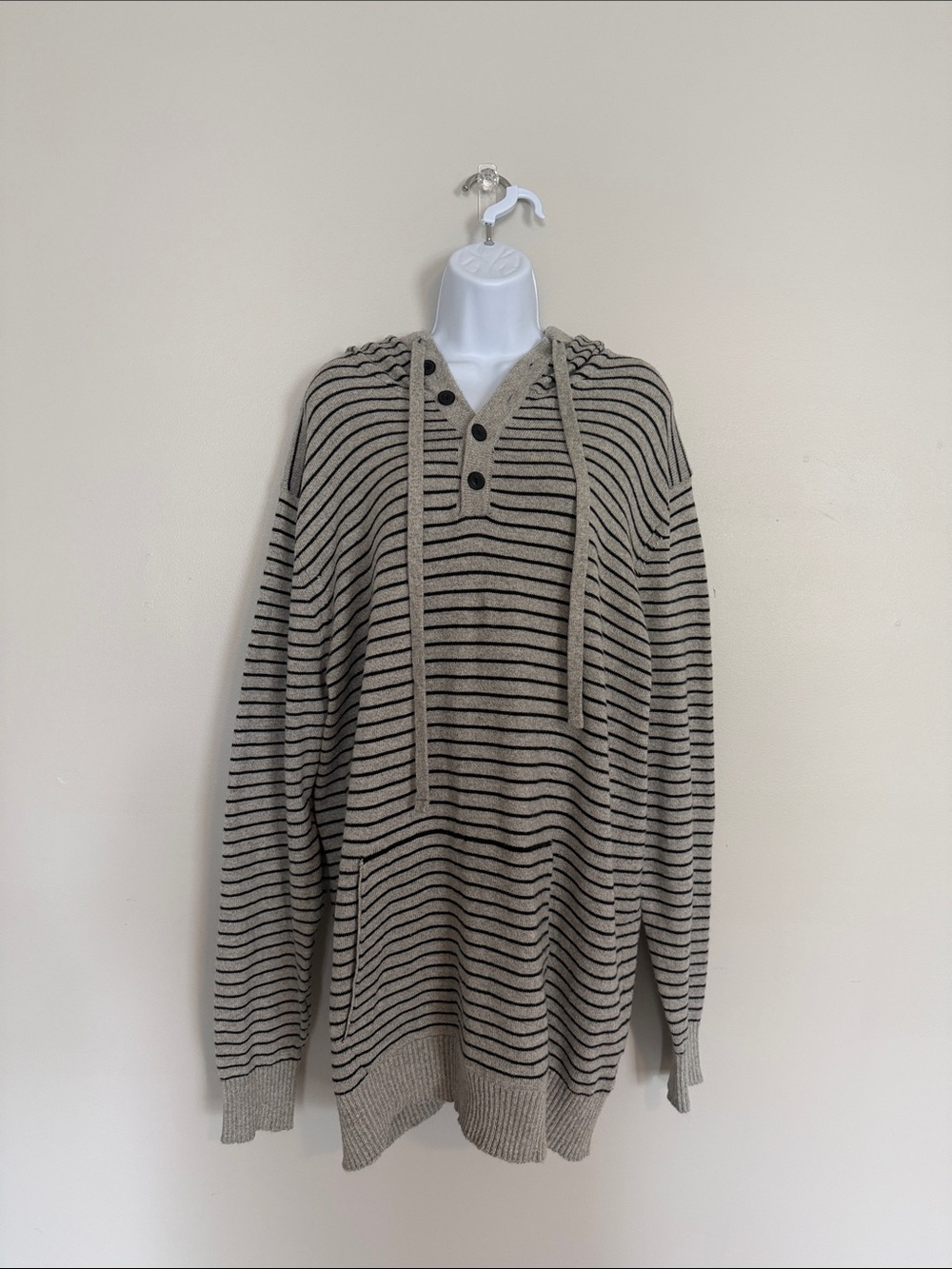 American Eagle Outfitters Gray and Black Striped button up Hoodie Sweater